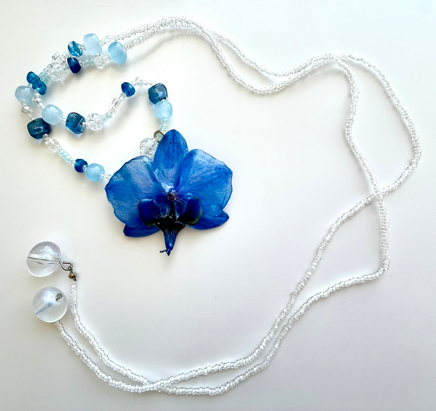 HandMade Sapphire Blue Orchid Necklace