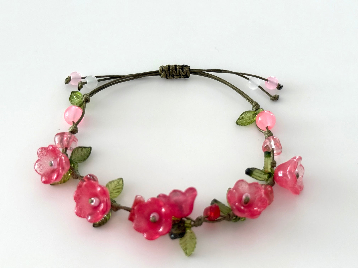 Handmade Peach Tulip Flower Bracelet