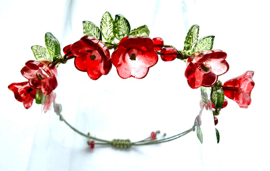 Handmade Red Lily of the Valley Charm Bracelet