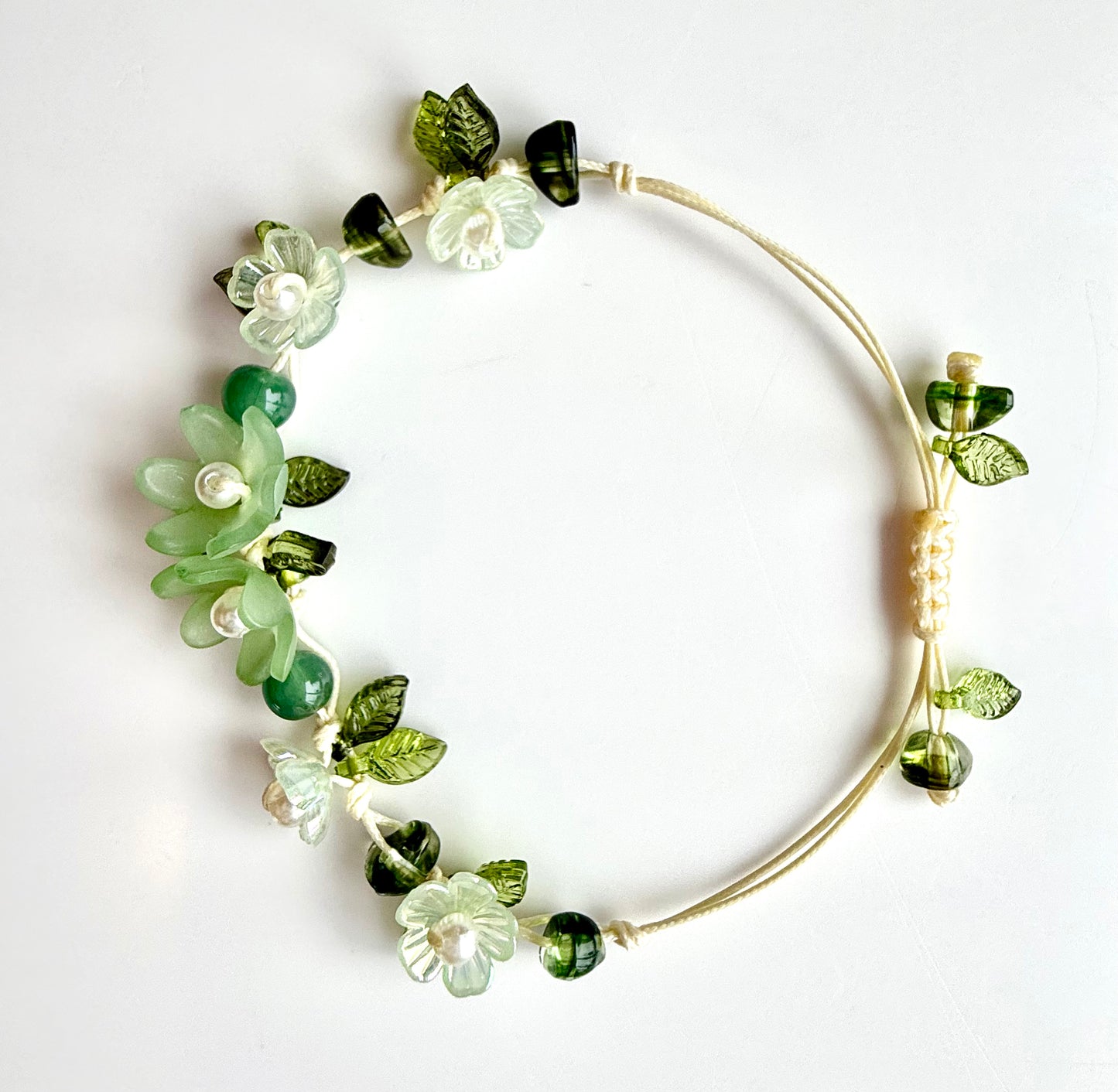 Handmade Green Flower Bracelet