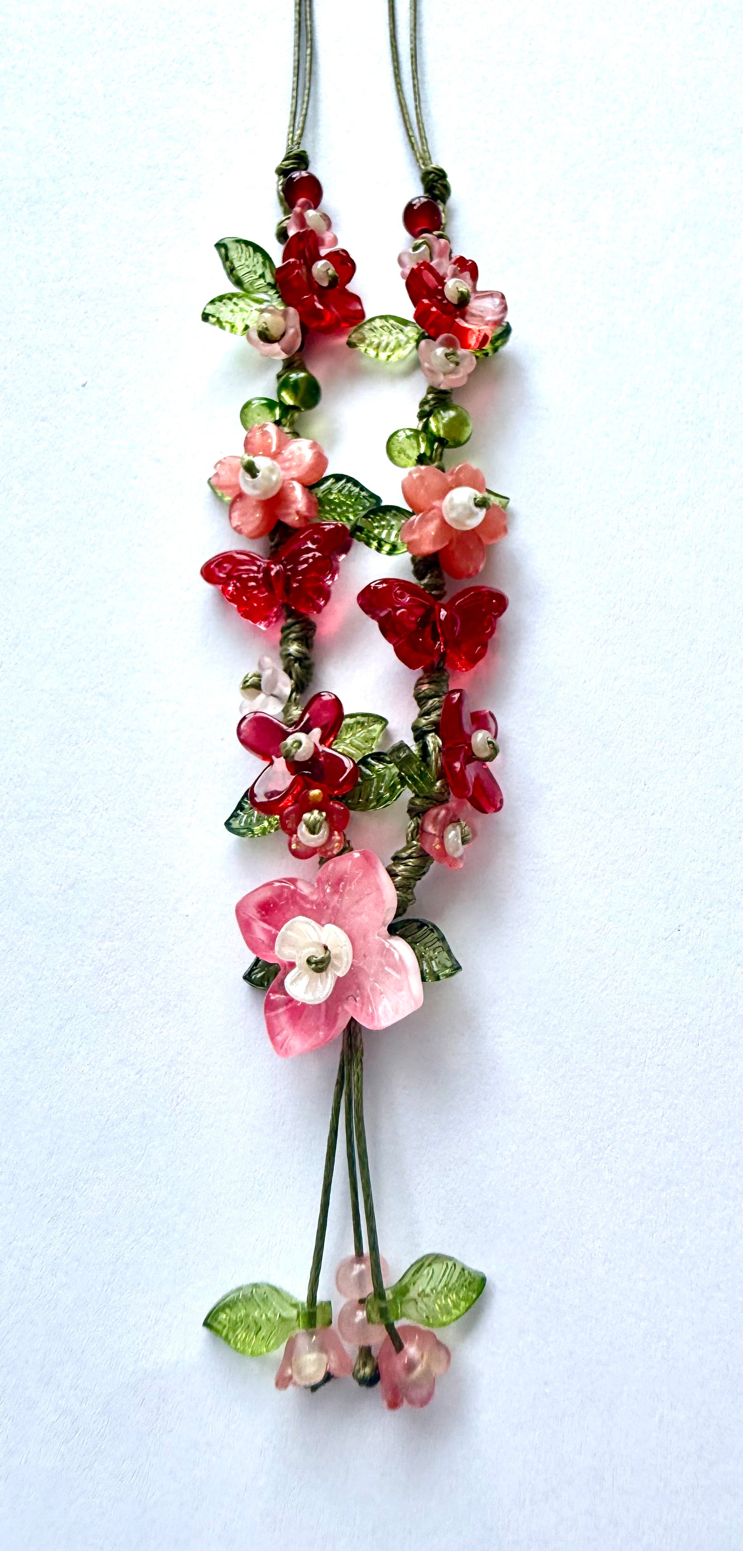 Handmade Red Hydrangea Necklace
