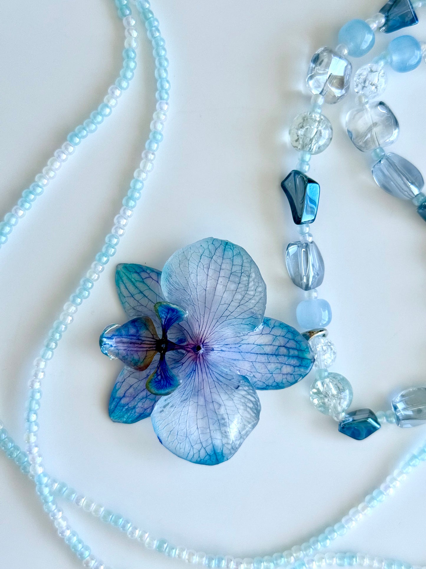 Handmade Baby Blue Orchid Necklace