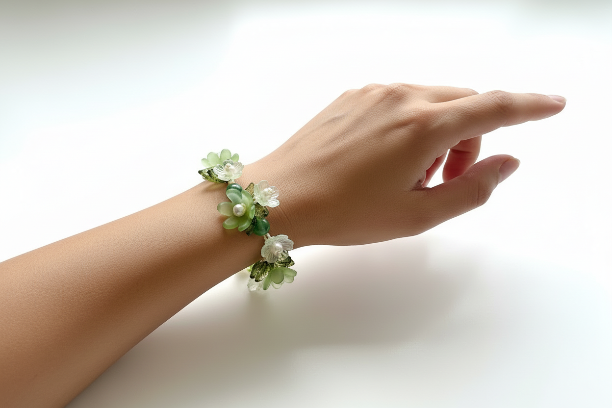 Handmade Green Flower Bracelet