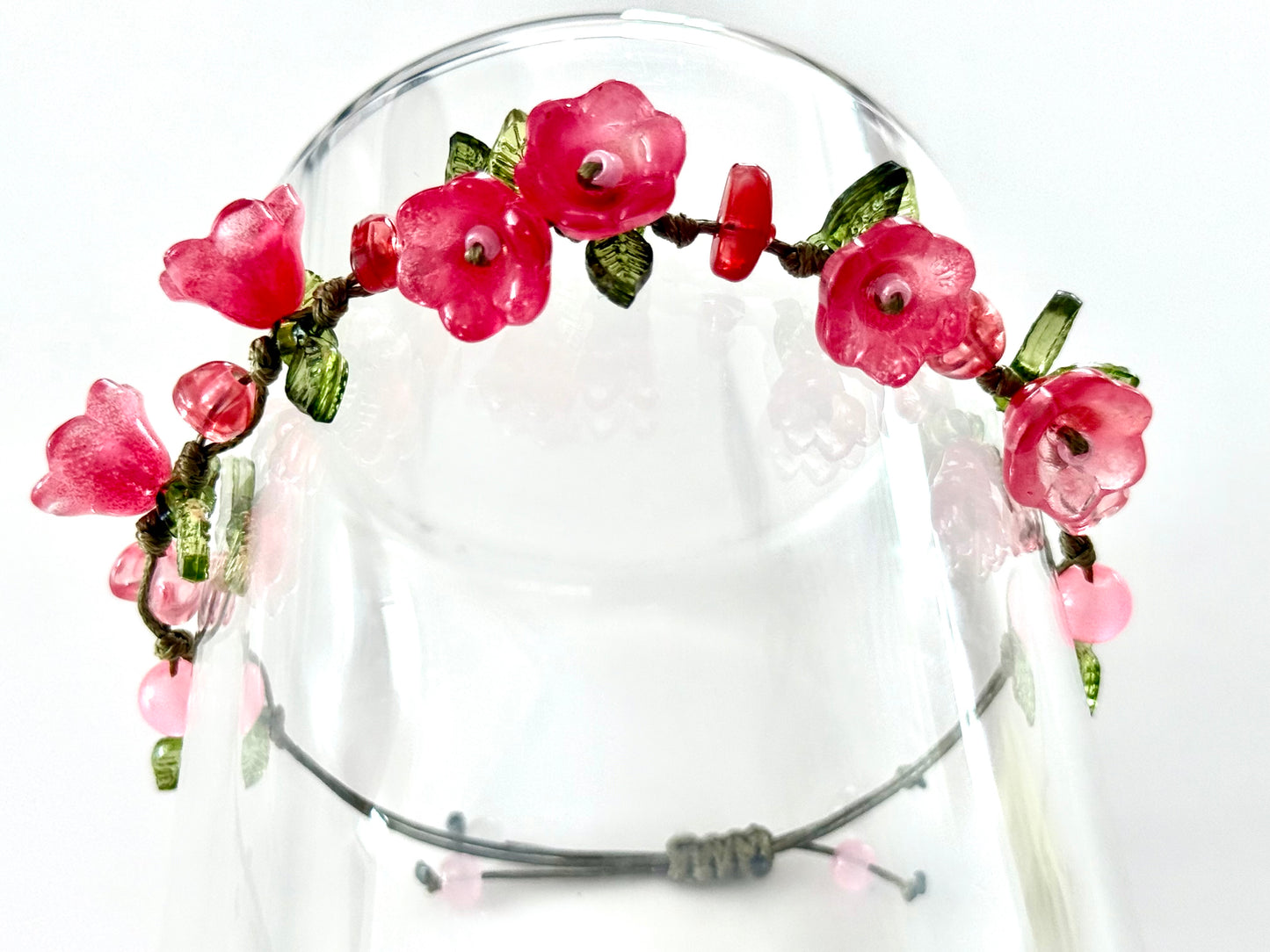 Handmade Peach Tulip Flower Bracelet