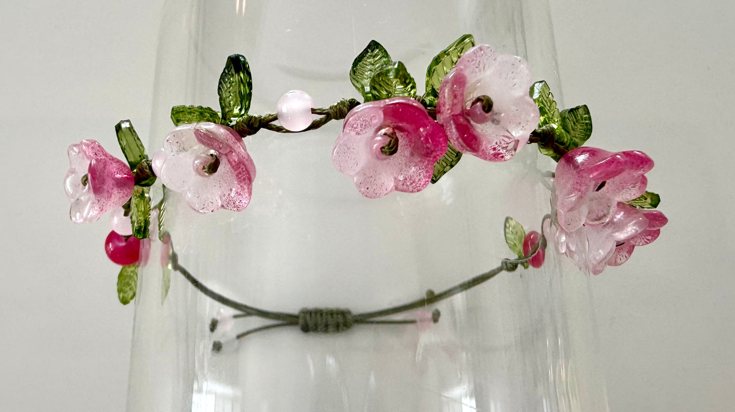 Handmade Blush Pink Tulip Flower Bracelet