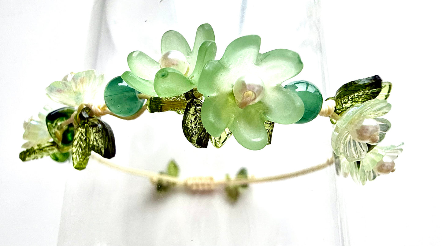 Handmade Green Flower Bracelet