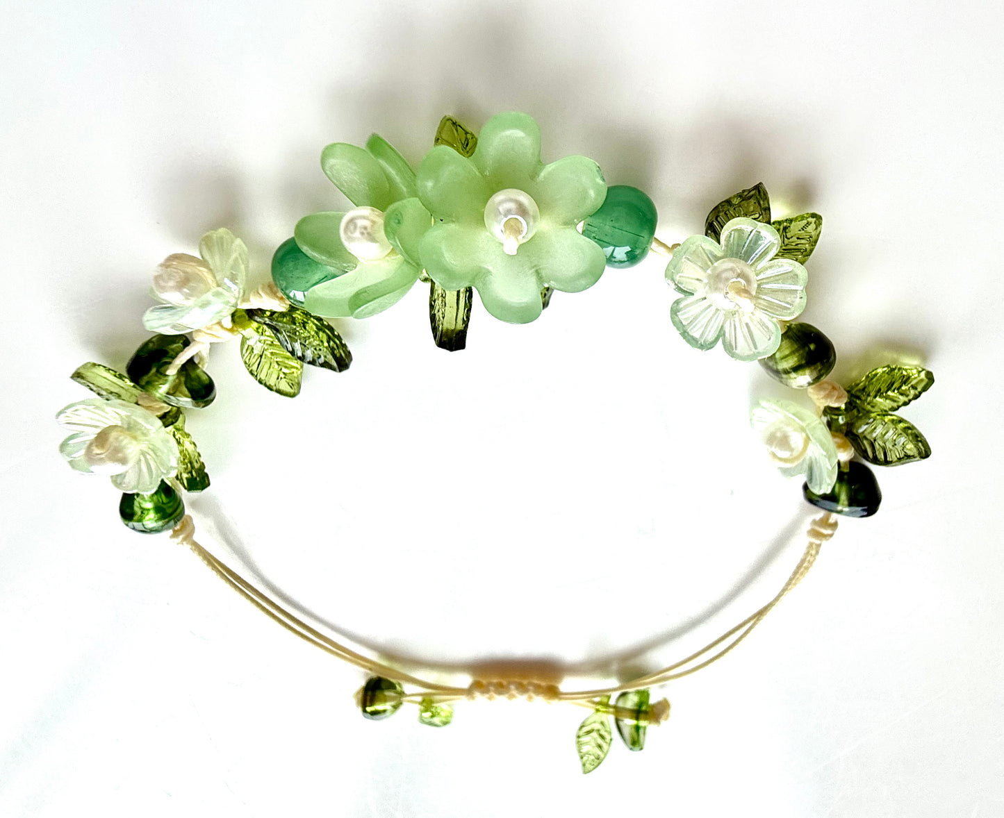 Handmade Green Flower Bracelet