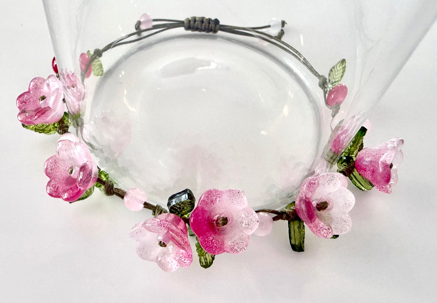 Handmade Blush Pink Tulip Flower Bracelet