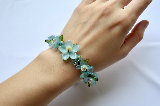 Handmade Blue Floral Bracelet