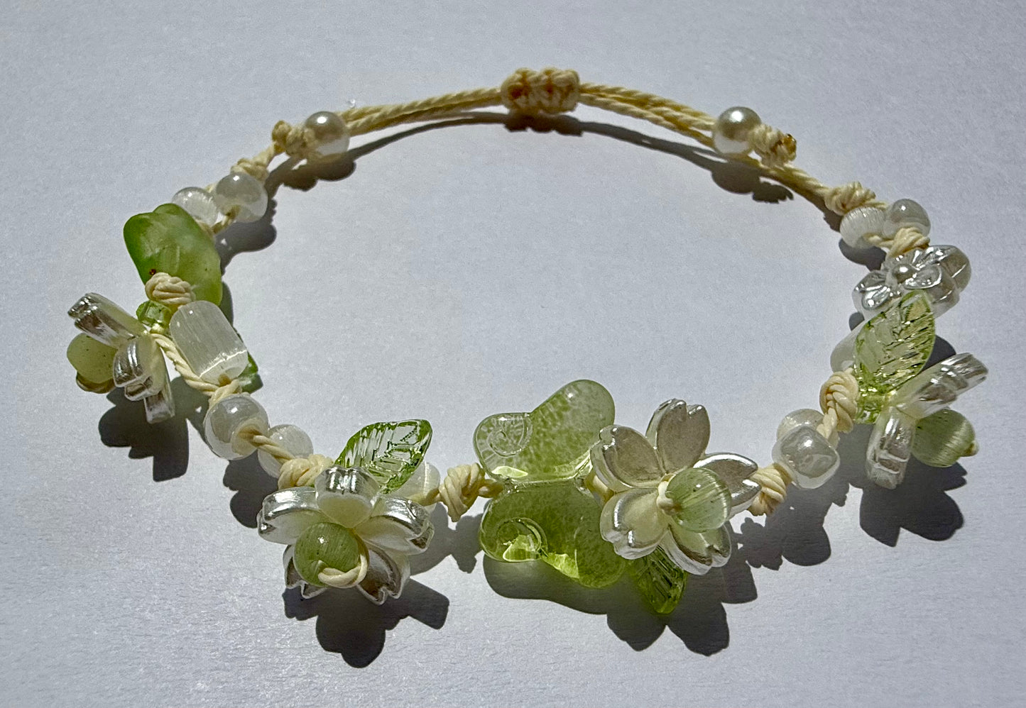 Green Butterfly Apricot Blossom Bracelet