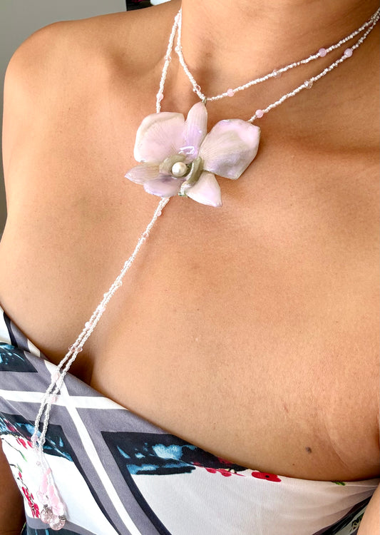 Handmade Blush Pink Orchid Necklace
