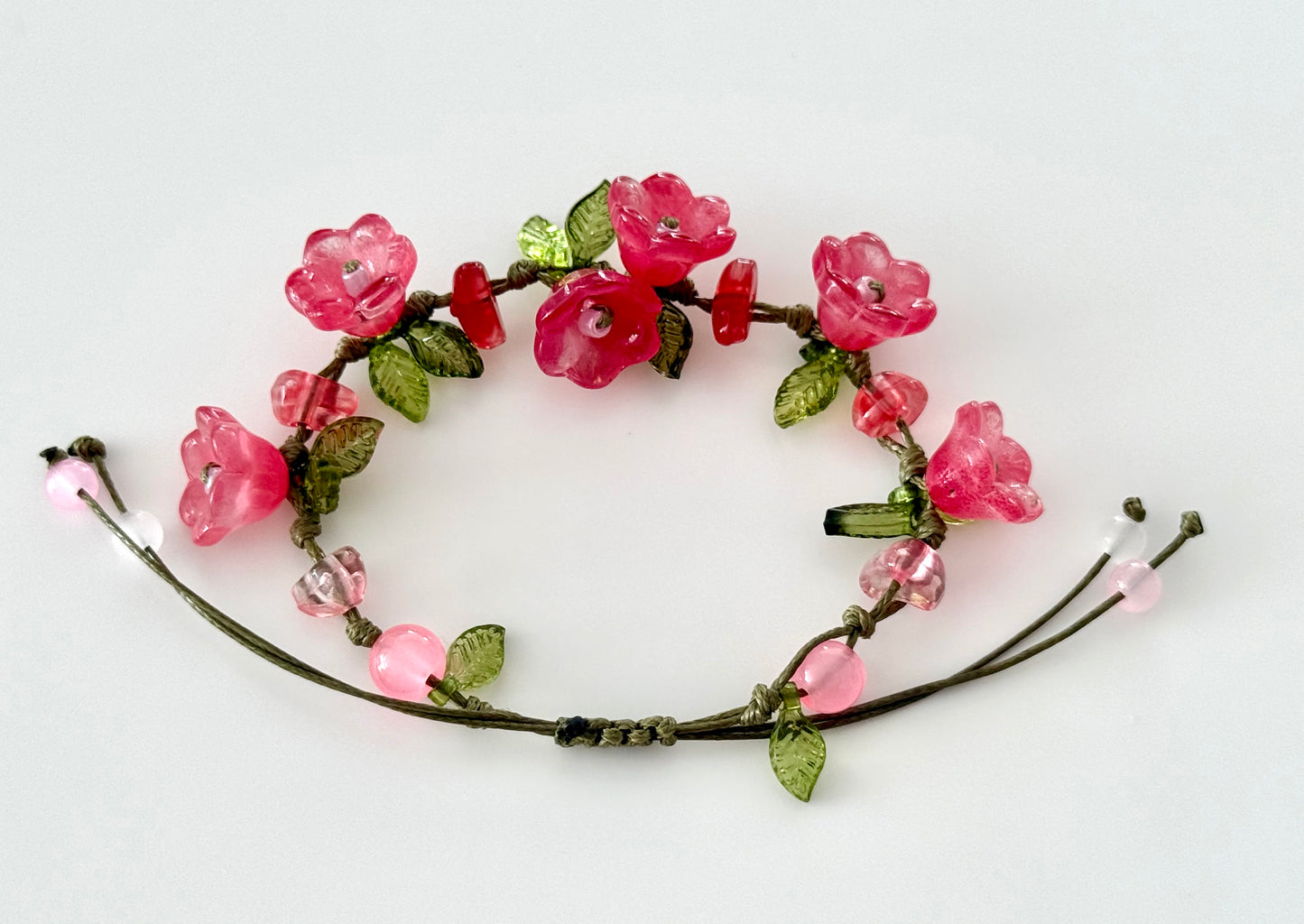 Handmade Peach Tulip Flower Bracelet