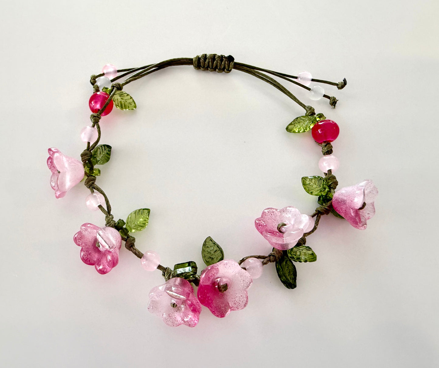 Handmade Blush Pink Tulip Flower Bracelet