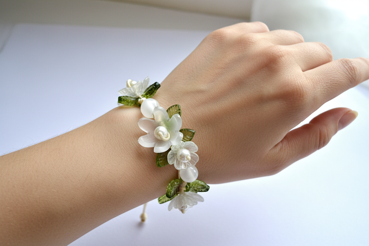 White Apricot Blossom Bracelet