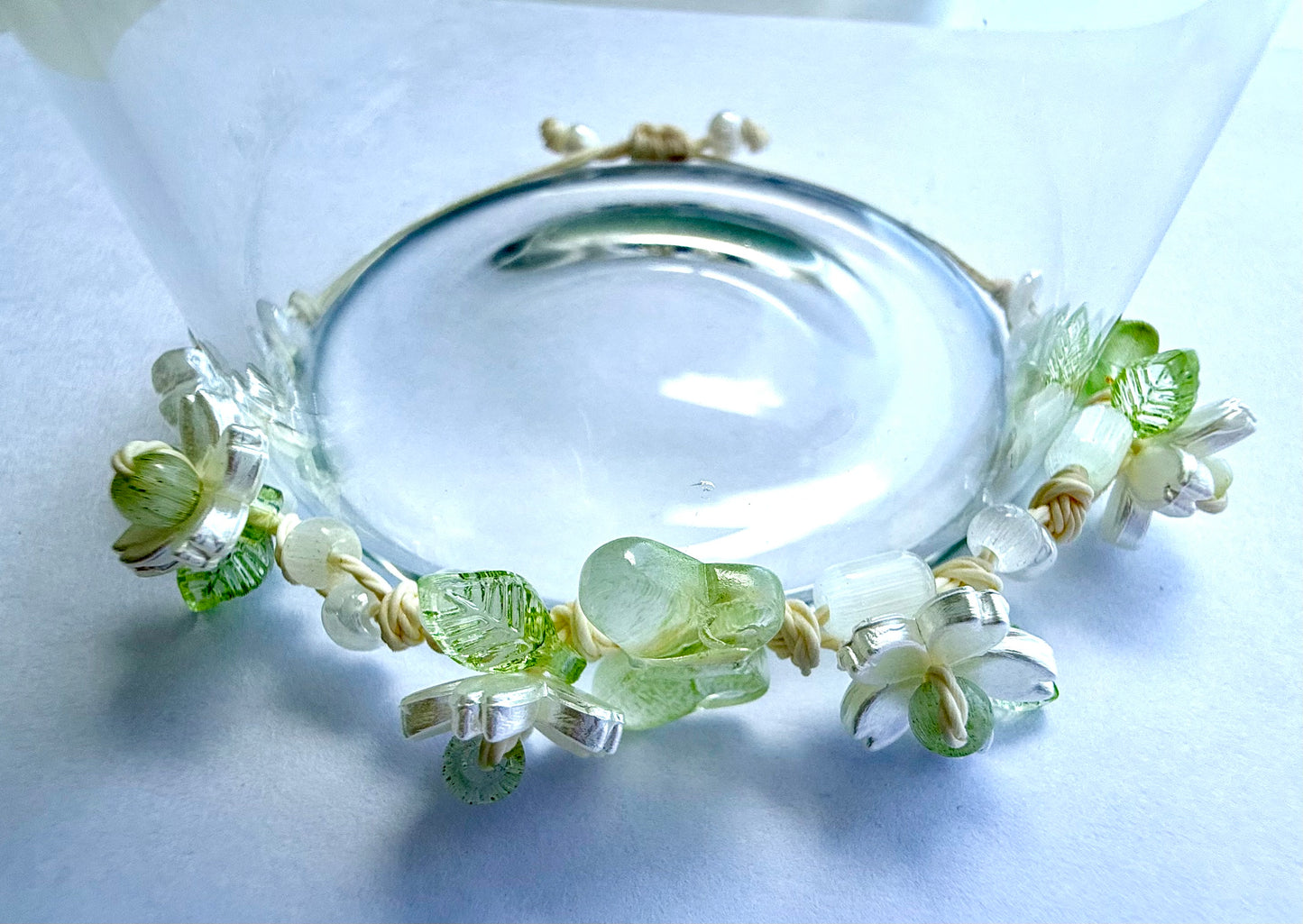 Green Butterfly Apricot Blossom Bracelet