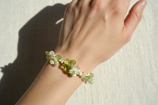 Green Butterfly Apricot Blossom Bracelet