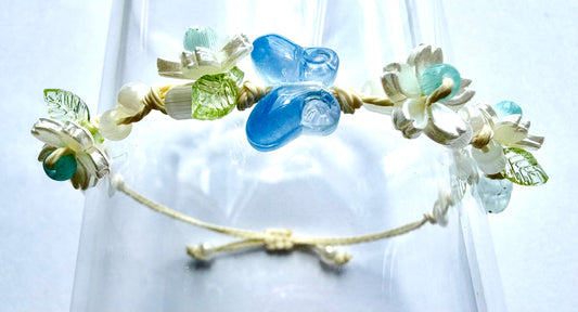 Blue Butterfly Apricot Blossom Bracelet