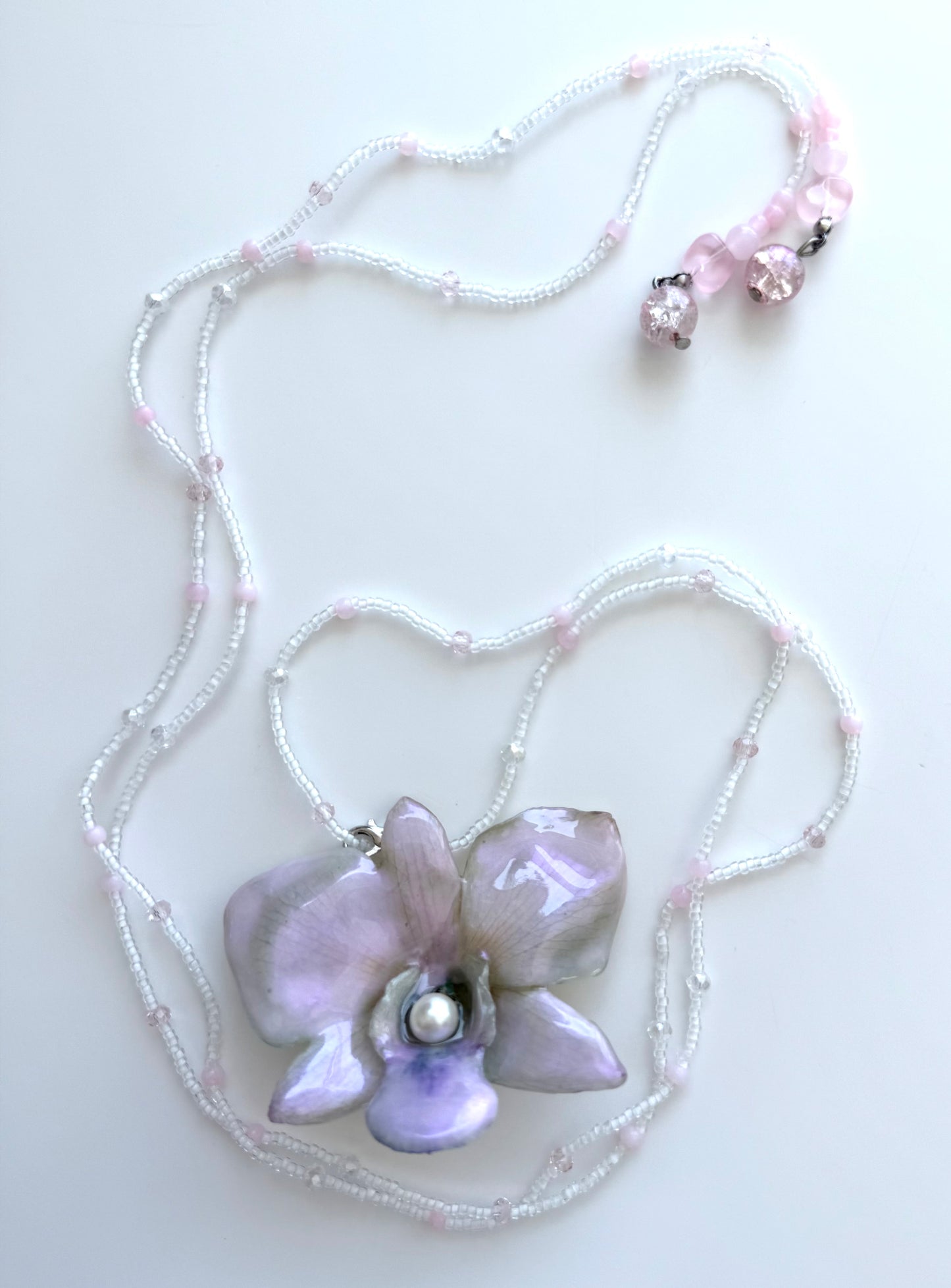 Handmade Blush Pink Orchid Necklace