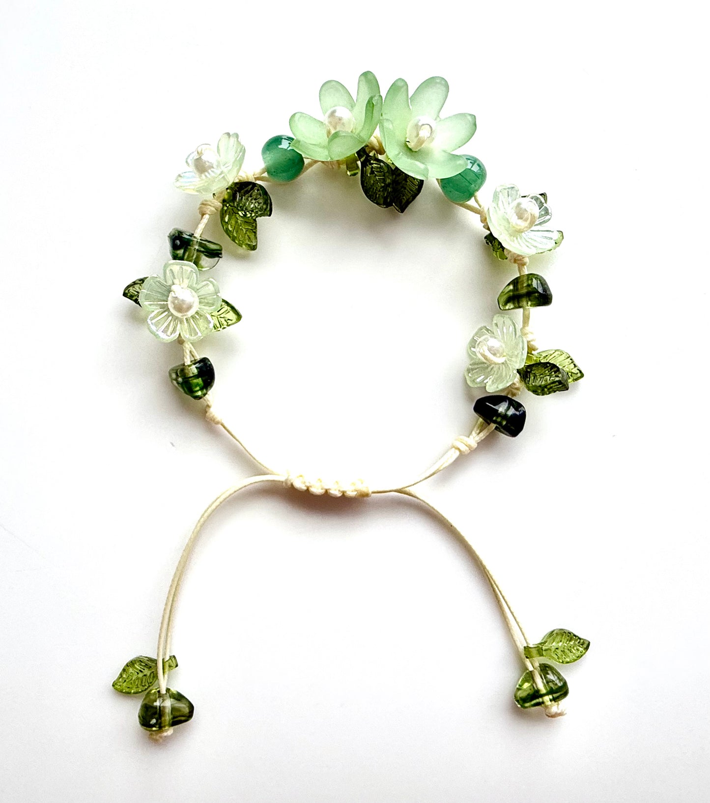Handmade Green Flower Bracelet
