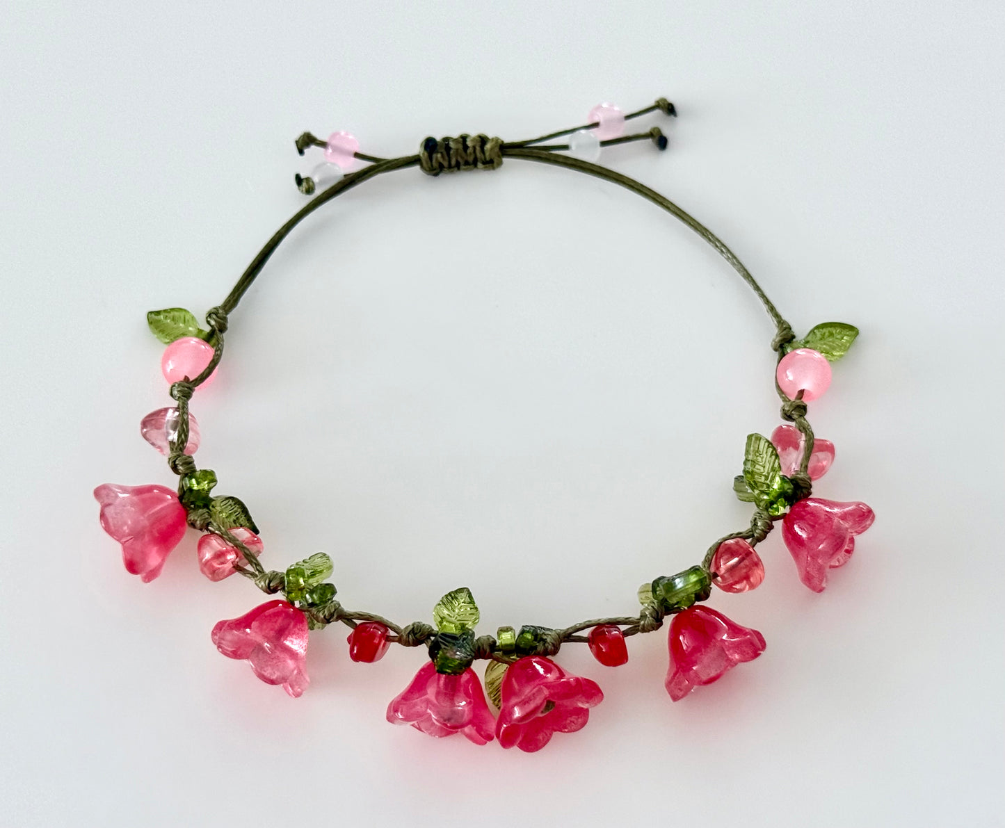 Handmade Peach Tulip Flower Bracelet
