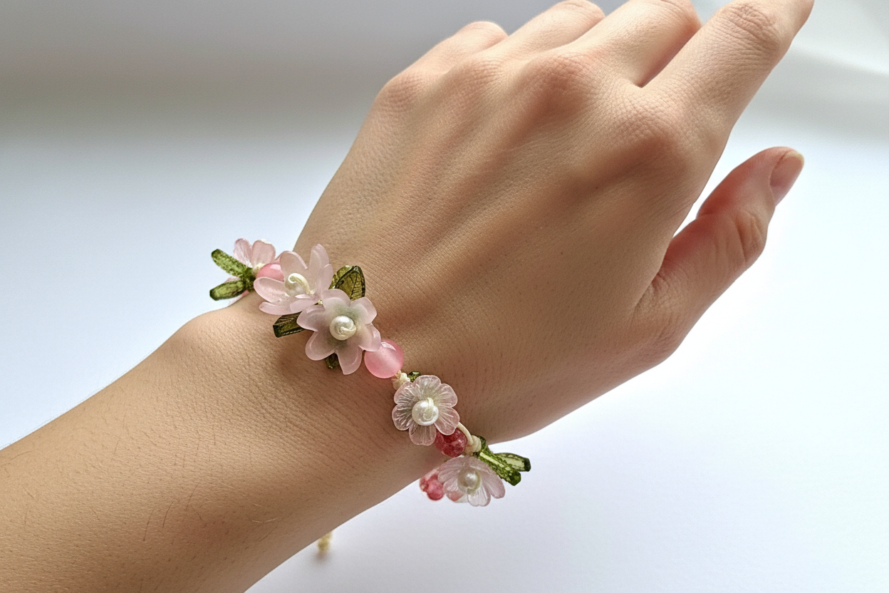 Pink Apricot Blossom Bracelet