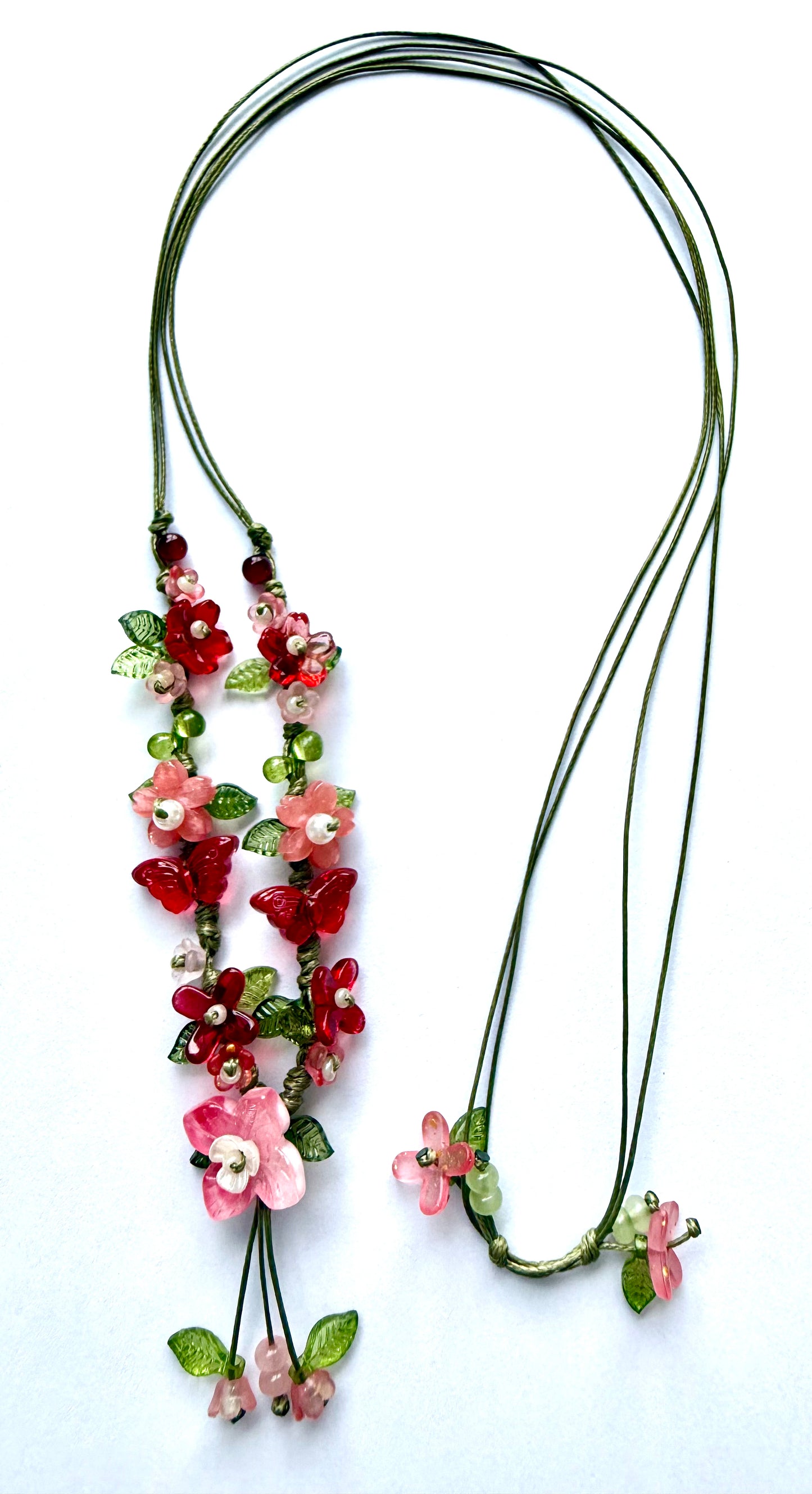 Handmade Red Hydrangea Necklace