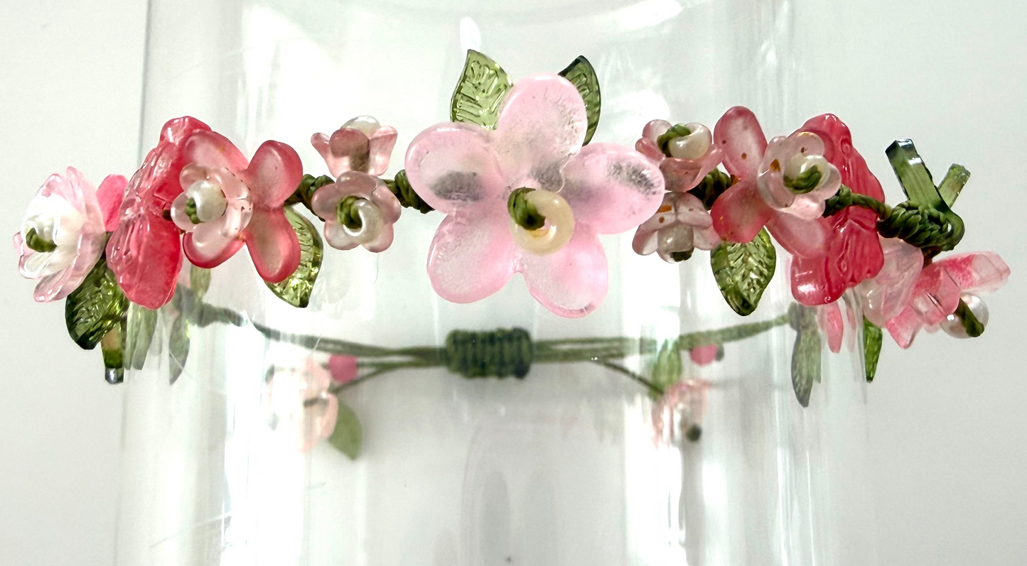 Handmade Pink Floral Bracelet