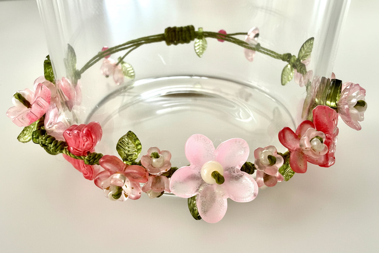 Handmade Pink Floral Bracelet
