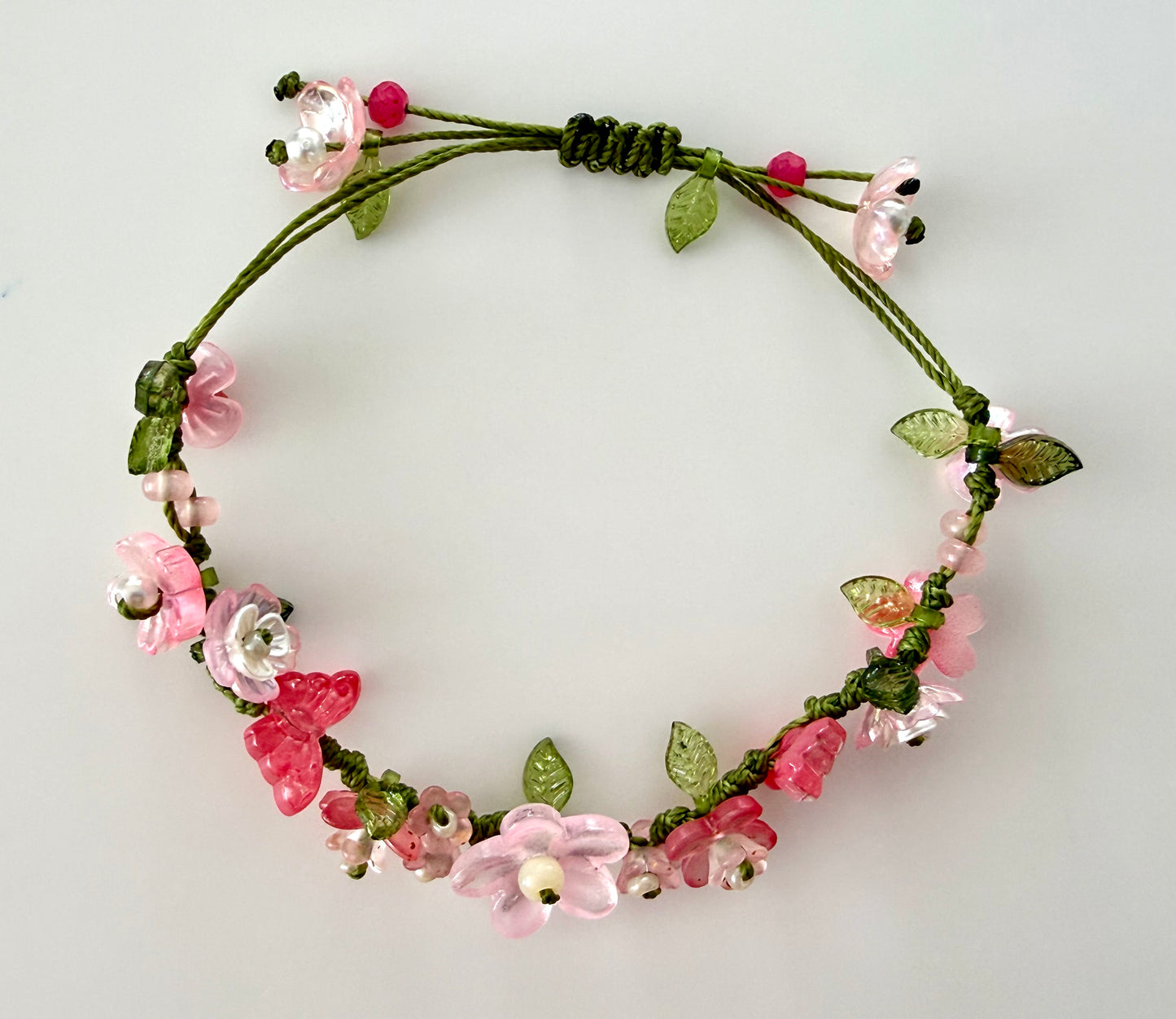 Handmade Pink Floral Bracelet