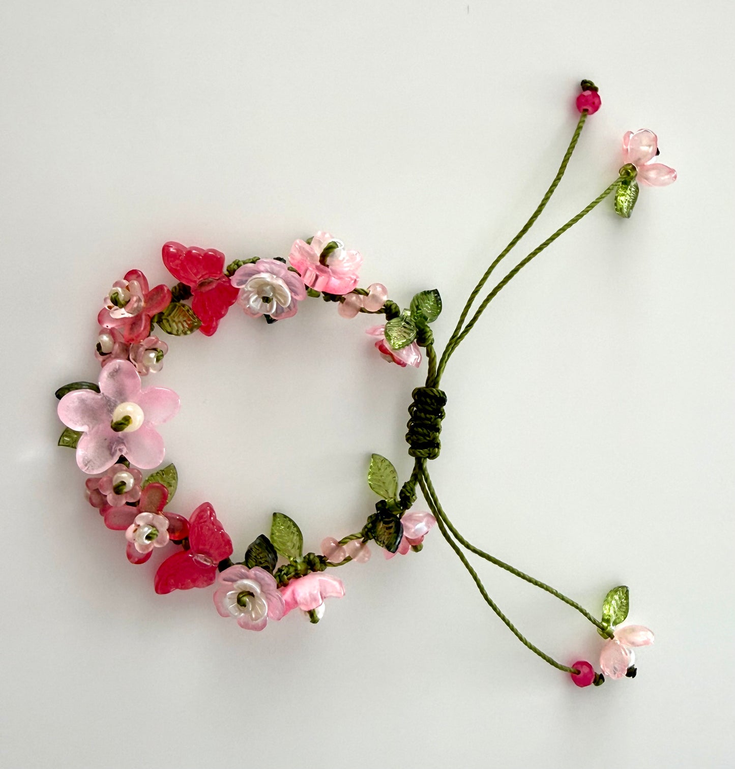 Handmade Pink Floral Bracelet